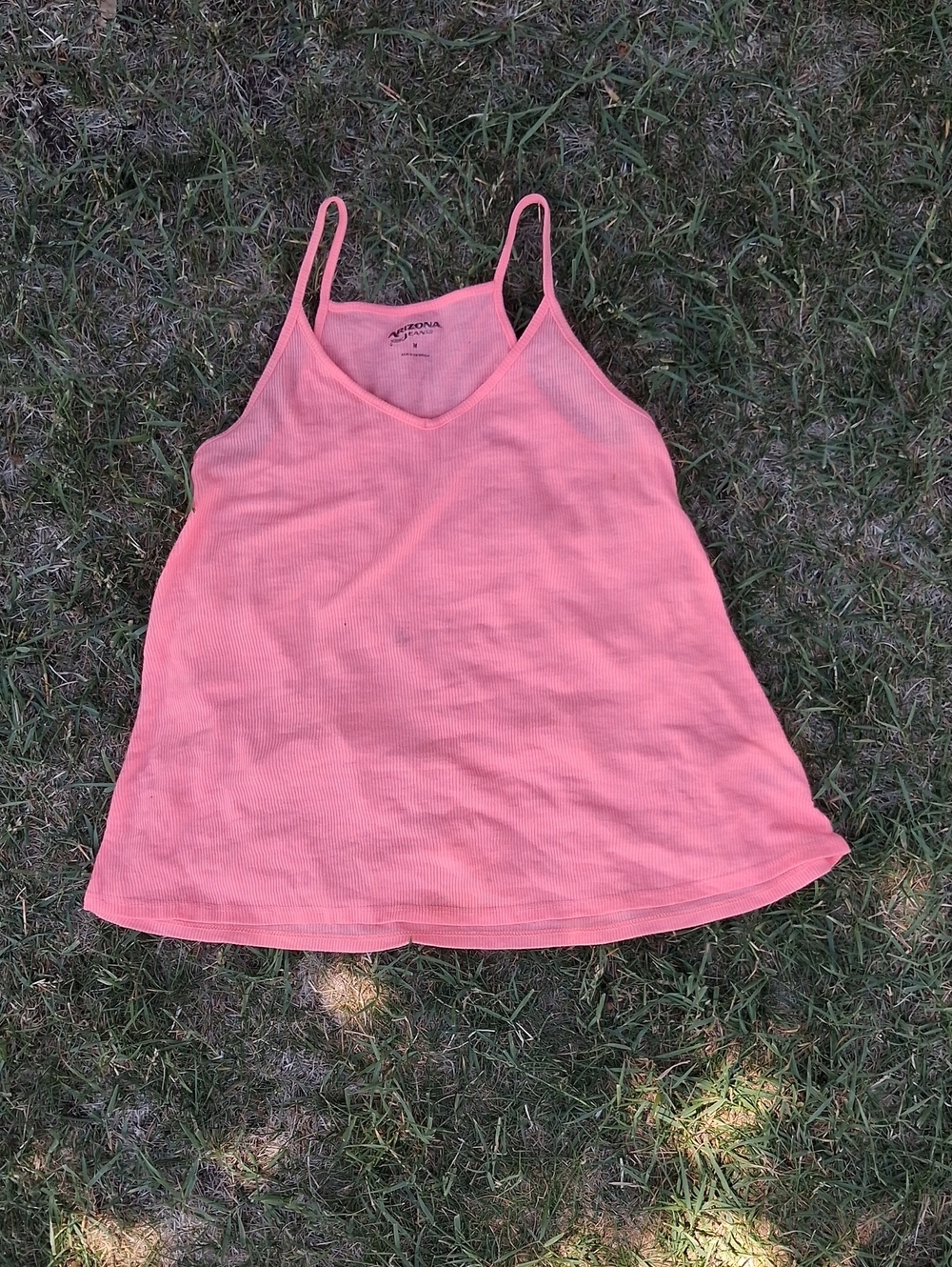 Arizona Jean Company Coral Pink Ribbed V-Neck Cami